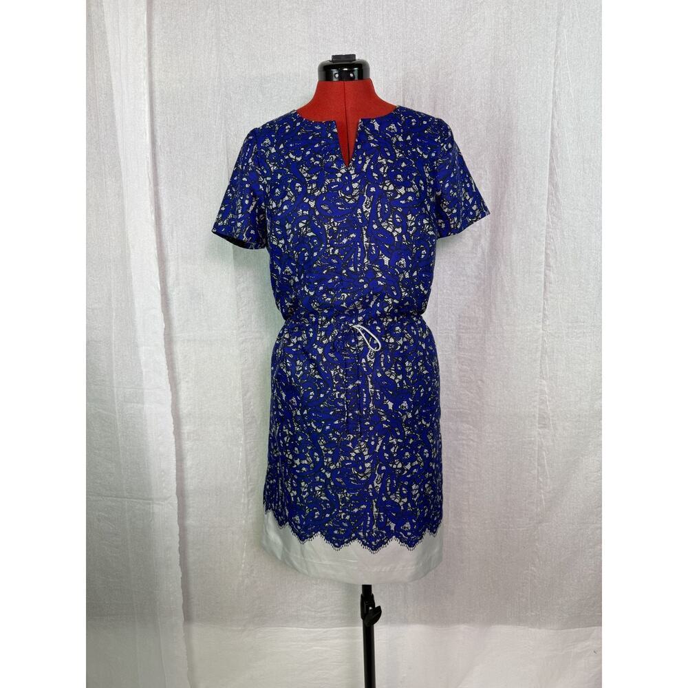 The Limited Womens Blue and Grey Drawstring Waist Short Sleeve Dress Size S D077